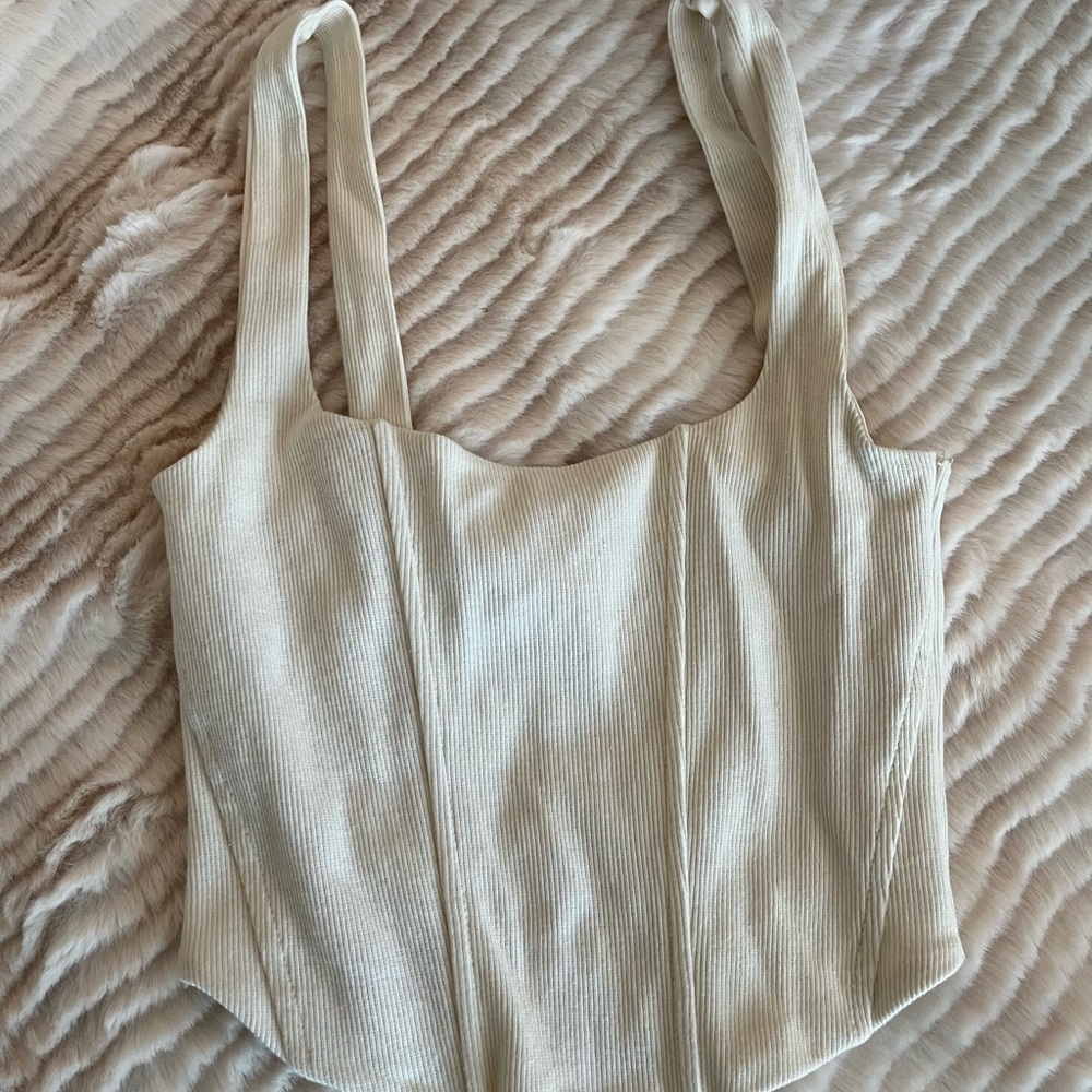 F21 cream corset tank